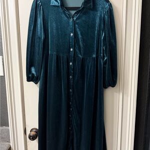Polagram Teal Velvet Dress
